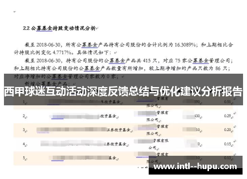 西甲球迷互动活动深度反馈总结与优化建议分析报告
