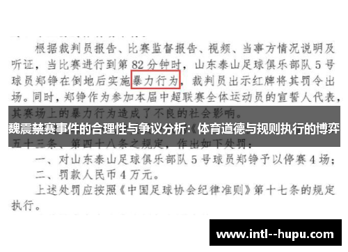 魏震禁赛事件的合理性与争议分析：体育道德与规则执行的博弈